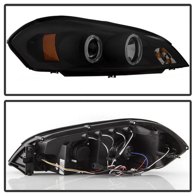 LED Halo Black Smoke Projector Headlights <br>06-07 Chevrolet Monte Carlo 06-13 Chevrolet Impala