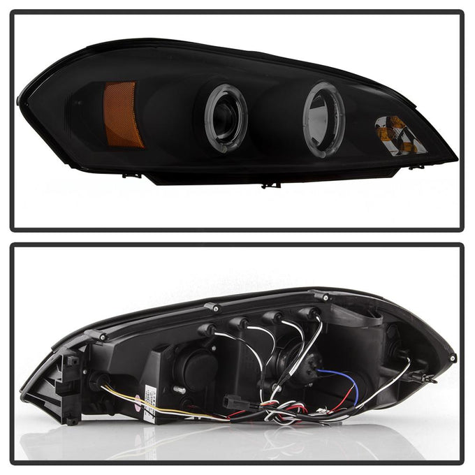 LED Halo Black Smoke Projector Headlights <br>06-07 Chevrolet Monte Carlo 06-13 Chevrolet Impala