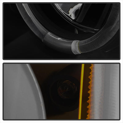 LED Halo Black Smoke Projector Headlights <br>02-06 Chevy Avalanche, Silverado 1500