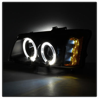 LED Halo Black Smoke Projector Headlights <br>02-06 Chevy Avalanche, Silverado 1500