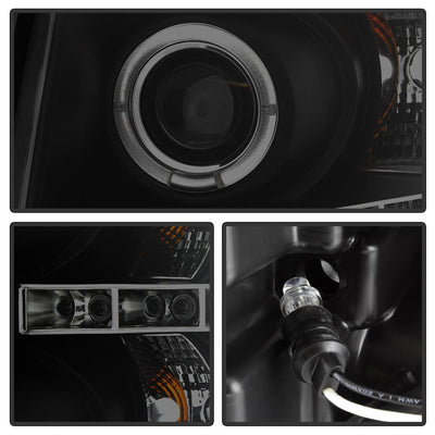 LED Halo Black Smoke Projector Headlights <br>07-13 Chevy Silverado 1500, 2500 HD, 3500 HD