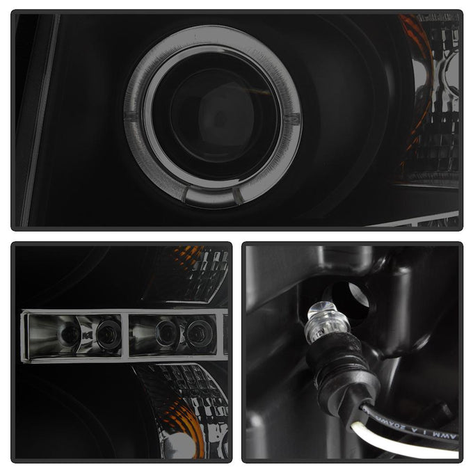 LED Halo Black Smoke Projector Headlights <br>07-13 Chevy Silverado 1500, 2500 HD, 3500 HD