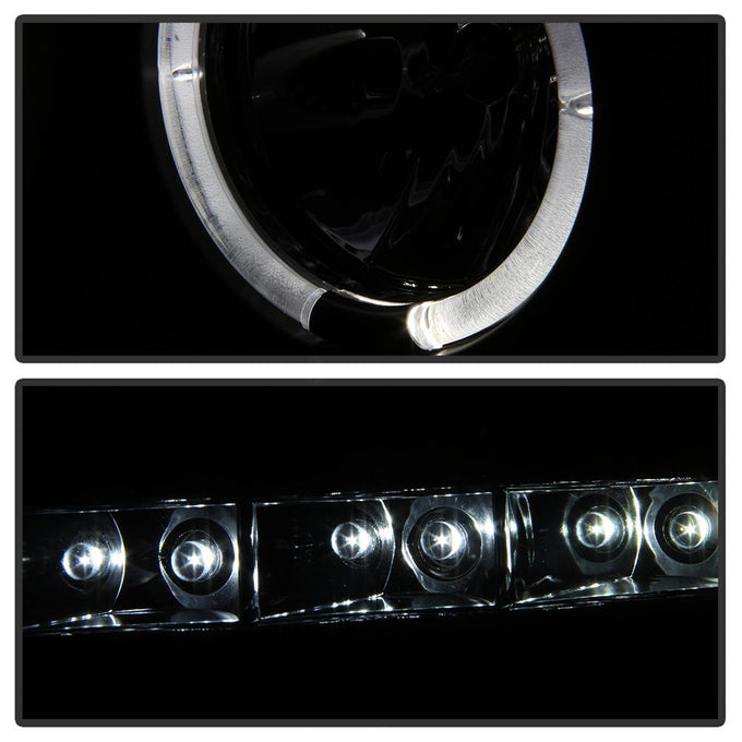 LED Halo Black Smoke Projector Headlights <br>07-13 Chevy Silverado 1500, 2500 HD, 3500 HD