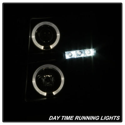LED Halo Black Smoke Projector Headlights <br>07-13 Chevy Silverado 1500, 2500 HD, 3500 HD