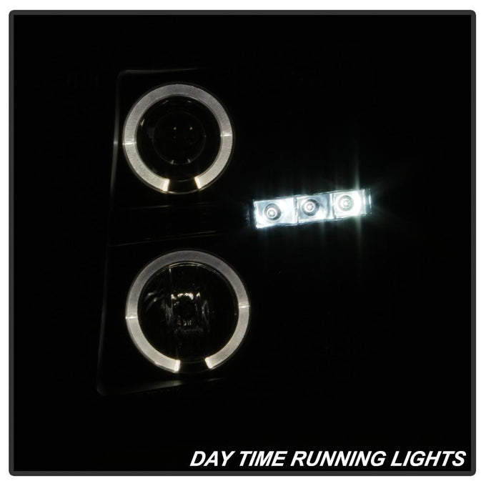 LED Halo Black Smoke Projector Headlights <br>07-13 Chevy Silverado 1500, 2500 HD, 3500 HD