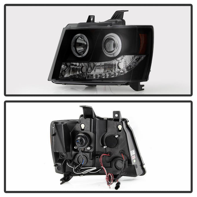 LED Halo Black Smoke Projector Headlights <br>07-14 Chevy Avalanche Suburban 1500 2500