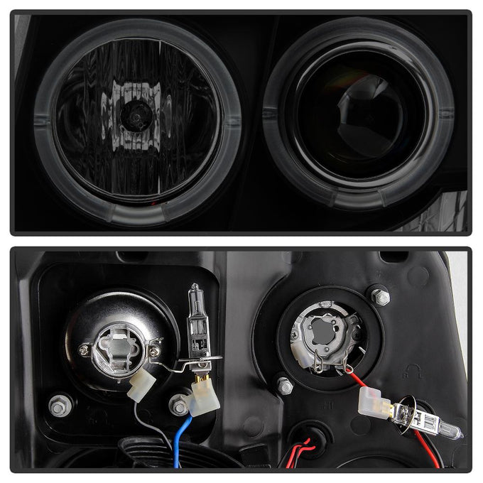 LED Halo Black Smoke Projector Headlights <br>07-14 Chevy Avalanche Suburban 1500 2500