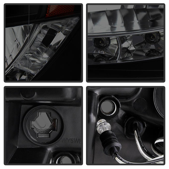 LED Halo Black Smoke Projector Headlights <br>07-14 Chevy Avalanche Suburban 1500 2500