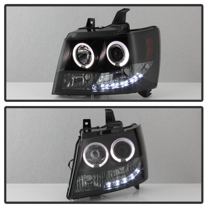 LED Halo Black Smoke Projector Headlights <br>07-14 Chevy Avalanche Suburban 1500 2500