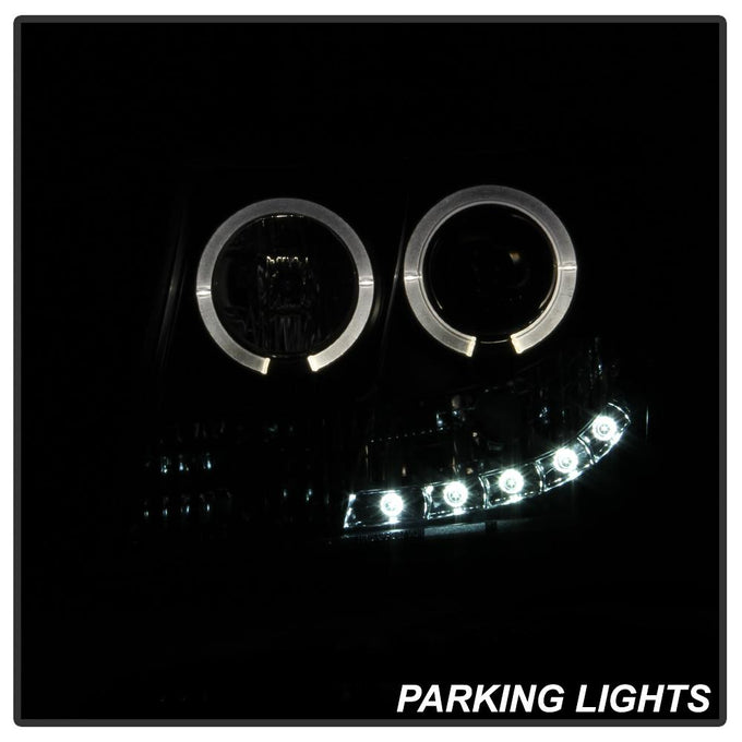 LED Halo Black Smoke Projector Headlights <br>07-14 Chevy Avalanche Suburban 1500 2500
