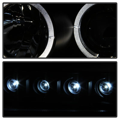 LED Halo Black Smoke Projector Headlights <br>06-10 Dodge Charger