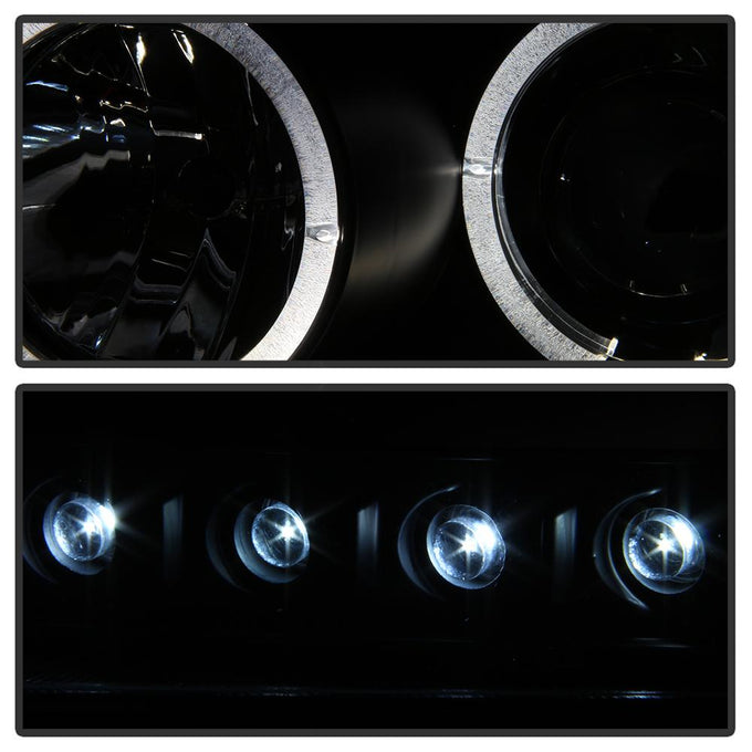 LED Halo Black Smoke Projector Headlights <br>06-10 Dodge Charger