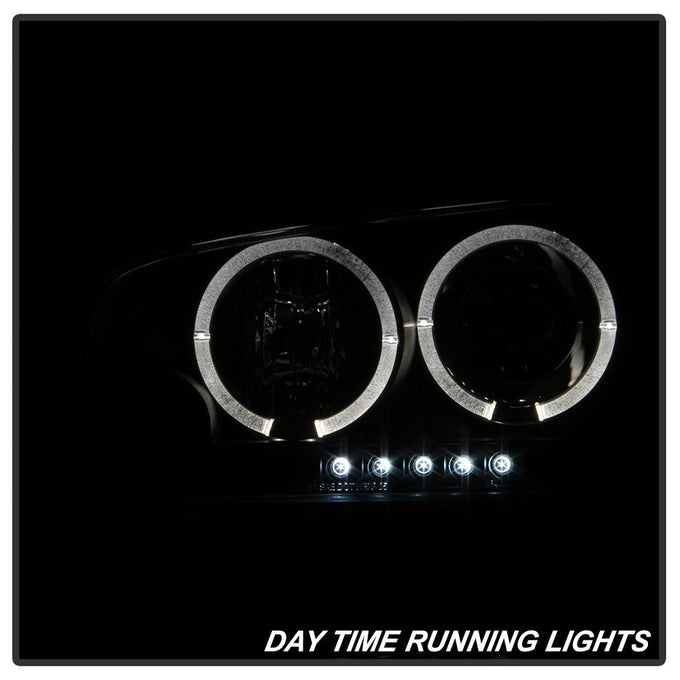 LED Halo Black Smoke Projector Headlights <br>06-10 Dodge Charger