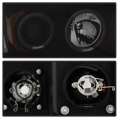 LED Halo Black Smoke Projector Headlights <br>02-05 Dodge Ram 1500 03-05 Dodge Ram 3500 Ram 2500