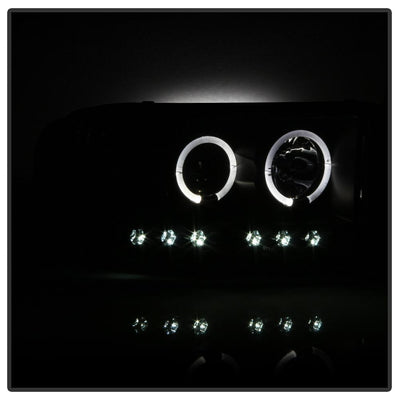 LED Halo Black Smoke Projector Headlights <br>02-05 Dodge Ram 1500 03-05 Dodge Ram 3500 Ram 2500