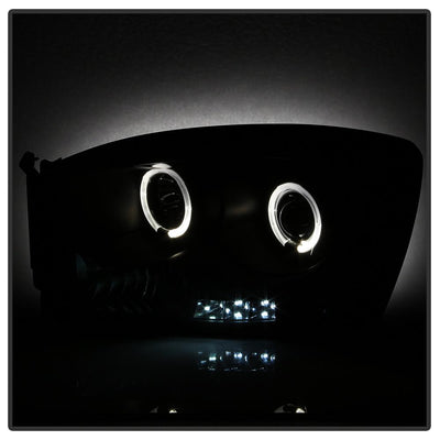 LED Halo Black Smoke Projector Headlights <br>06-08 Dodge Ram 1500 06-09 Dodge Ram 2500 Ram 3500