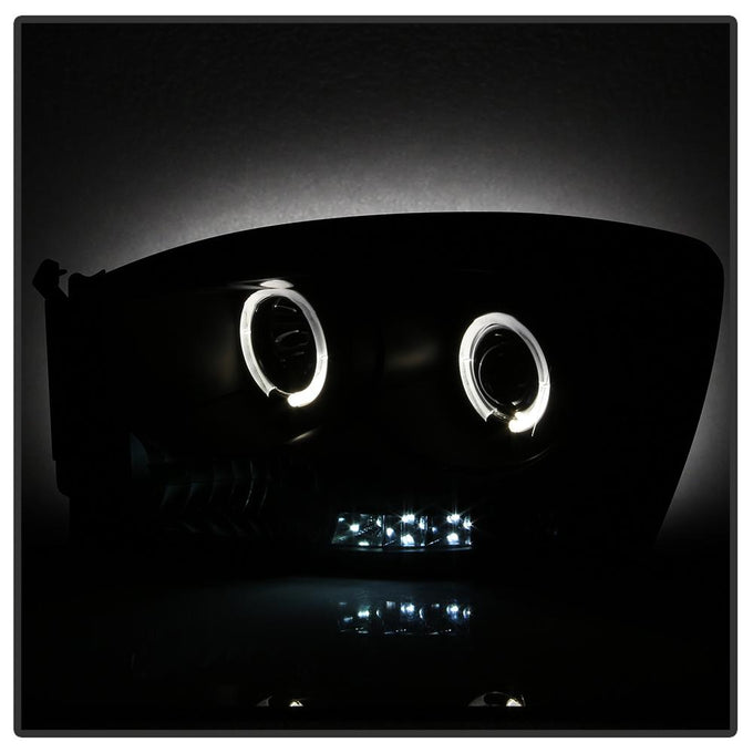LED Halo Black Smoke Projector Headlights <br>06-08 Dodge Ram 1500 06-09 Dodge Ram 2500 Ram 3500