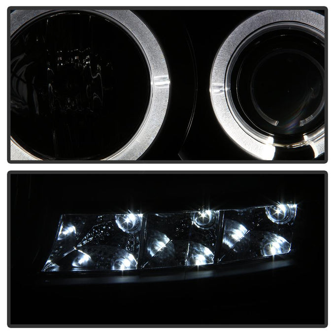 LED Halo Black Smoke Projector Headlights <br>06-08 Dodge Ram 1500 06-09 Dodge Ram 2500 Ram 3500
