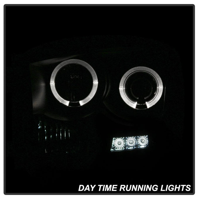 LED Halo Black Smoke Projector Headlights <br>06-08 Dodge Ram 1500 06-09 Dodge Ram 2500 Ram 3500