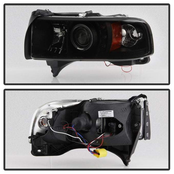 LED Halo Black Smoke Projector Headlights <br>94-01 Dodge Ram 1500 94-02 Dodge Ram 2500 Ram 3500