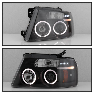 Version 2 Black Smoke LED Halo Projector Headlights <br>04-08 Ford F-150