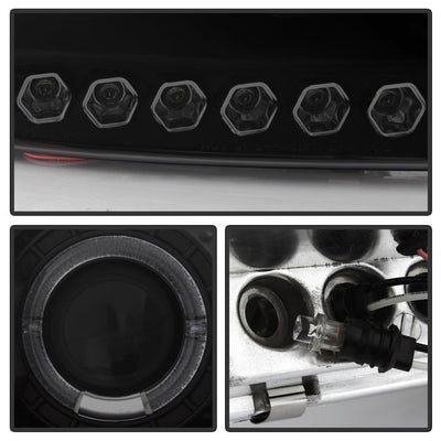 LED Halo Black Smoke Amber Reflector Projector Headlights <br>97-03 Ford F-150 97-02 Ford Expedition
