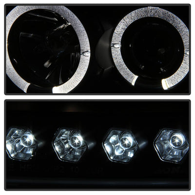 LED Halo Black Smoke Amber Reflector Projector Headlights <br>97-03 Ford F-150 97-02 Ford Expedition