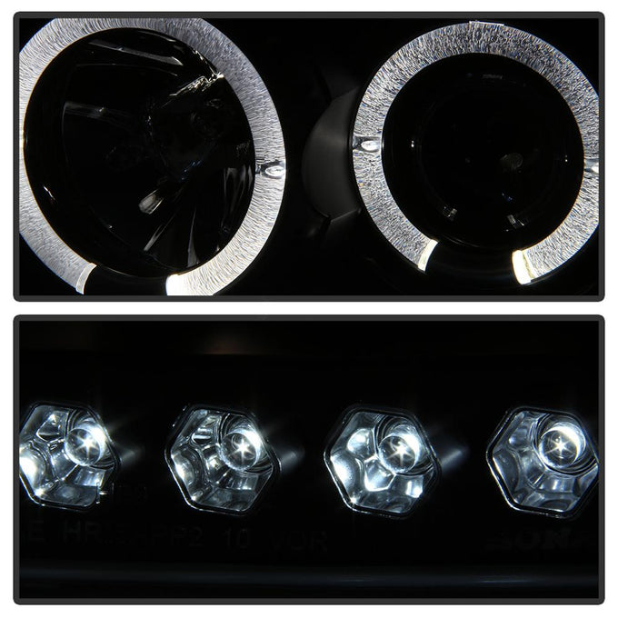 LED Halo Black Smoke Amber Reflector Projector Headlights <br>97-03 Ford F-150 97-02 Ford Expedition