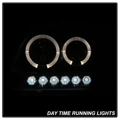 LED Halo Black Smoke Amber Reflector Projector Headlights <br>97-03 Ford F-150 97-02 Ford Expedition