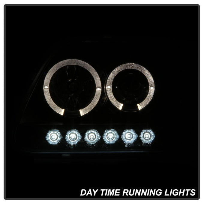 LED Halo Black Smoke Amber Reflector Projector Headlights <br>97-03 Ford F-150 97-02 Ford Expedition