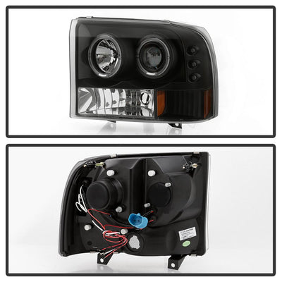 Version 2 Black Smoke LED Halo 1PC Projector Headlights <br>99-04 Ford F-250 F-250 Super Duty 00-04 Ford Excursion