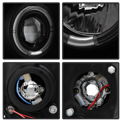 Version 2 Black Smoke LED Halo 1PC Projector Headlights <br>99-04 Ford F-250 F-250 Super Duty 00-04 Ford Excursion