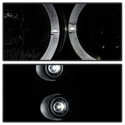 Version 2 Black Smoke LED Halo 1PC Projector Headlights <br>99-04 Ford F-250 F-250 Super Duty 00-04 Ford Excursion