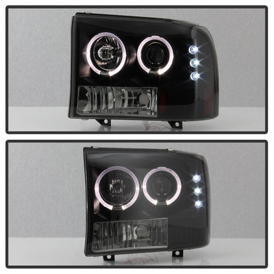 Version 2 Black Smoke LED Halo 1PC Projector Headlights <br>99-04 Ford F-250 F-250 Super Duty 00-04 Ford Excursion