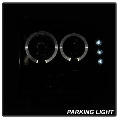 Version 2 Black Smoke LED Halo 1PC Projector Headlights <br>99-04 Ford F-250 F-250 Super Duty 00-04 Ford Excursion