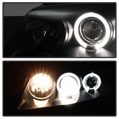 LED Halo Black Smoke Projector Headlights <br>99-04 Ford Mustang