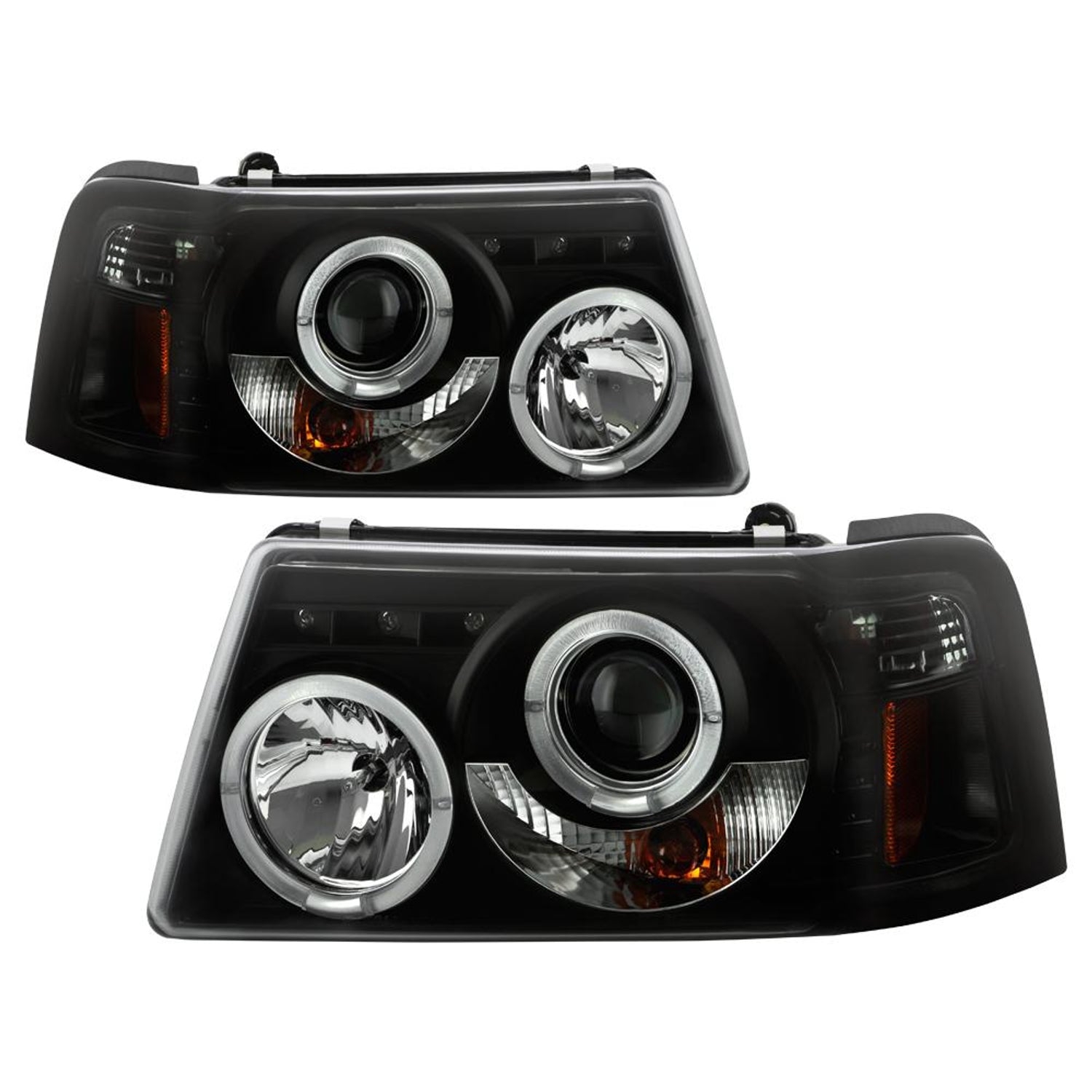 LED Halo Black Smoke Projector Headlights <br>01-11 Ford Ranger