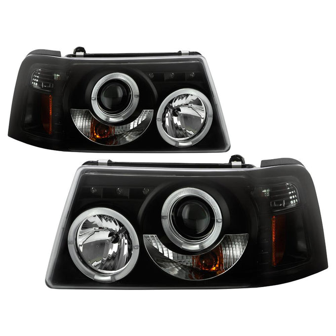 LED Halo Black Smoke Projector Headlights <br>01-11 Ford Ranger