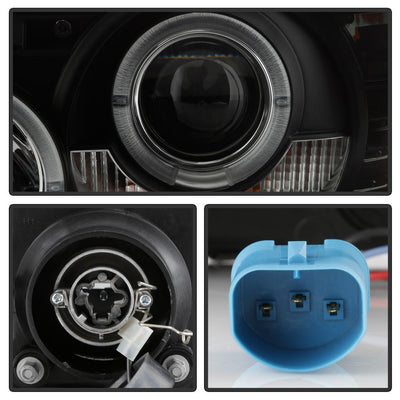 LED Halo Black Smoke Projector Headlights <br>01-11 Ford Ranger