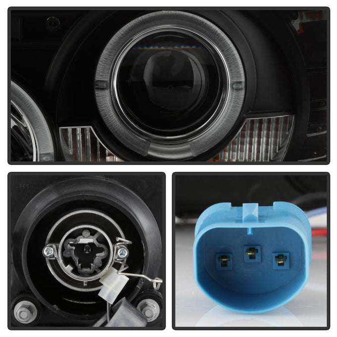 LED Halo Black Smoke Projector Headlights <br>01-11 Ford Ranger