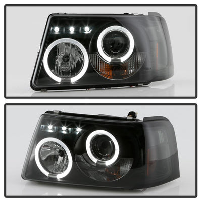 LED Halo Black Smoke Projector Headlights <br>01-11 Ford Ranger