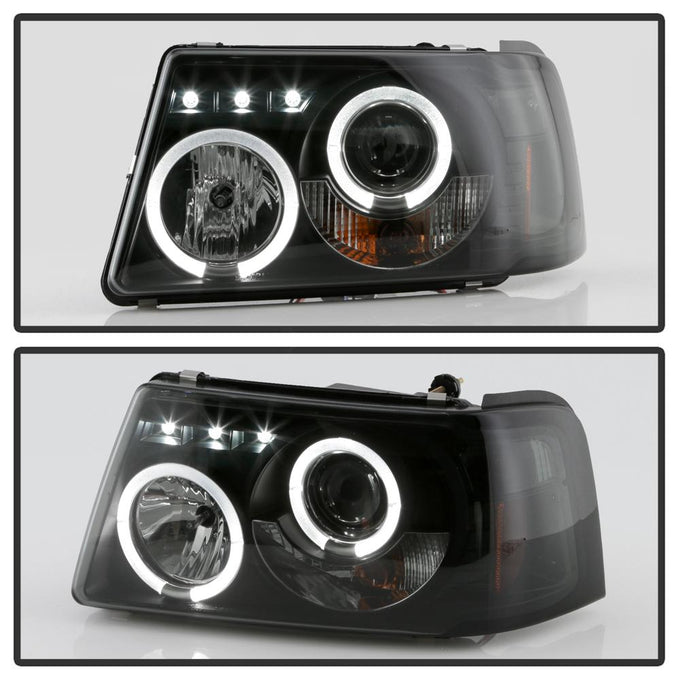 LED Halo Black Smoke Projector Headlights <br>01-11 Ford Ranger