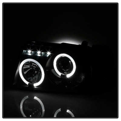 LED Halo Black Smoke Projector Headlights <br>01-11 Ford Ranger