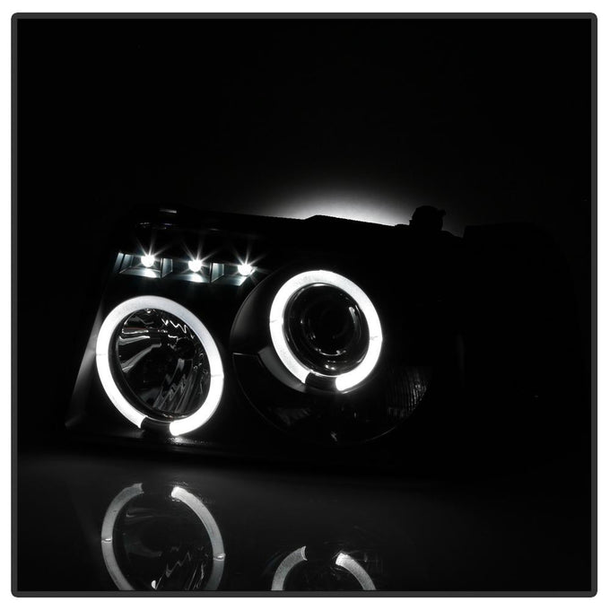 LED Halo Black Smoke Projector Headlights <br>01-11 Ford Ranger