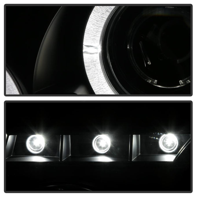 LED Halo Black Smoke Projector Headlights <br>01-11 Ford Ranger