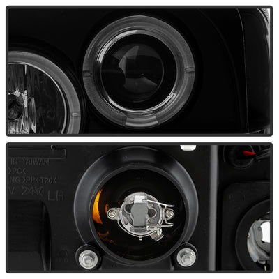 LED Halo Black Smoke Projector Headlights <br>05-07 Ford F350-F550 Super Duty