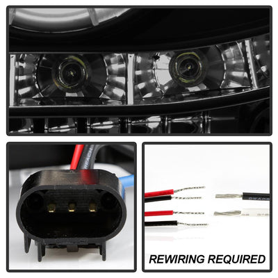LED Halo Black Smoke Projector Headlights <br>05-07 Ford F350-F550 Super Duty