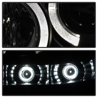 LED Halo Black Smoke Projector Headlights <br>05-07 Ford F350-F550 Super Duty