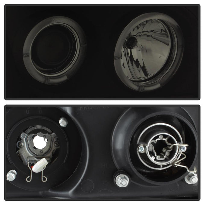 LED Halo Black Smoke Projector Headlights <br>07-13 GMC Sierra 1500 Sierra 2500 HD Sierra 3500 HD