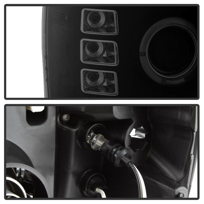 LED Halo Black Smoke Projector Headlights <br>07-13 GMC Sierra 1500 Sierra 2500 HD Sierra 3500 HD